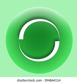 Flat paper cut style icon of refresh symbol. Vector illustration