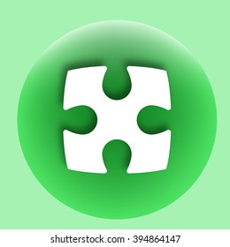 Flat paper cut style icon of puzzle part