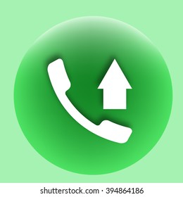 Flat paper cut style icon of out-coming call. Vector illustration