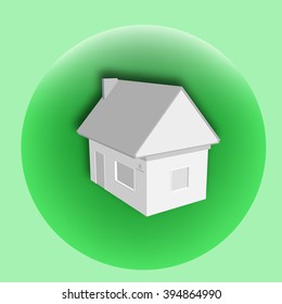 Flat paper cut style icon of house model vector illustration