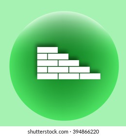 Flat paper cut style icon of brickwork fragment. Vector illustration