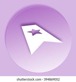 Flat paper cut style icon of web bookmark. Vector illustration