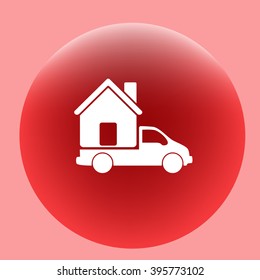 Flat paper cut style icon of vehicle. Delivery car symbol vector illustration