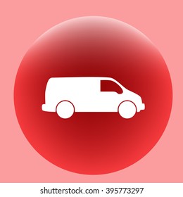 Flat paper cut style icon of vehicle. Delivery car symbol vector illustration