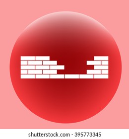 Flat paper cut style icon of brickwork fragment. Vector illustration