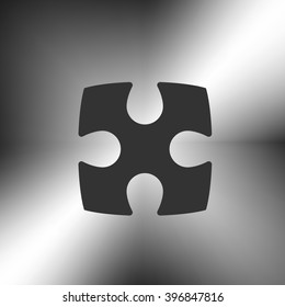 Flat paper cut style icon of puzzle part