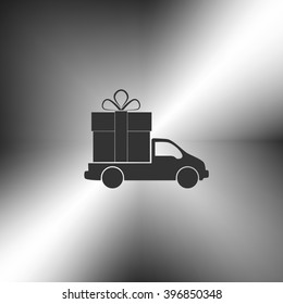 Flat paper cut style icon of vehicle. Delivery car symbol vector illustration