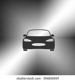 Flat paper cut style icon of a car. Vector illustration