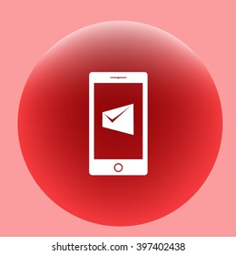 Flat paper cut style icon of Short Message. Vector illustration
