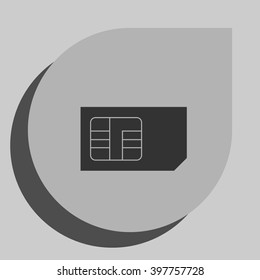 Flat paper cut style icon of a sim card. Vector illustration