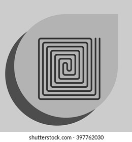 Flat paper cut style icon of floor heating. Vector illustration