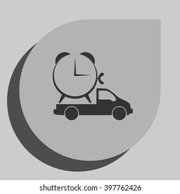 Flat paper cut style icon of vehicle. Delivery car symbol vector illustration