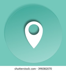 Flat paper cut style icon of map pointer vector illustration