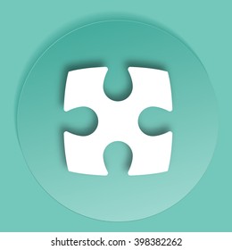 Flat paper cut style icon of puzzle part