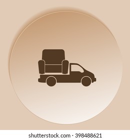 Flat paper cut style icon of vehicle. Delivery car symbol vector illustration