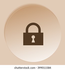 Flat paper cut style icon of a lock. Vector illustration