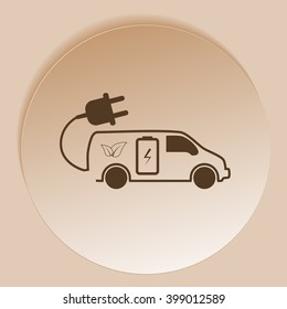 Flat paper cut style icon of an eco car. Vector illustration