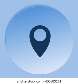 Flat paper cut style icon of map pointer vector illustration