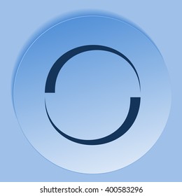 Flat paper cut style icon of refresh symbol. Vector illustration