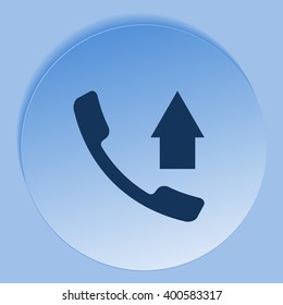 Flat paper cut style icon of out-coming call. Vector illustration