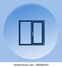 Flat paper cut style icon of modern window. Vector illustration