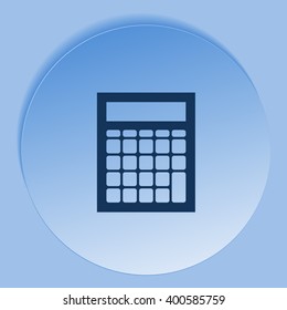 Flat paper cut style icon of calculator. Vector illustration