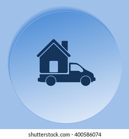 Flat paper cut style icon of vehicle. Delivery car symbol vector illustration