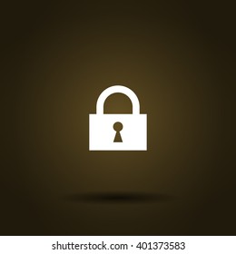 Flat paper cut style icon of a lock. Vector illustration
