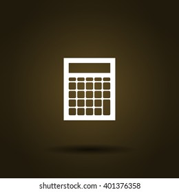 Flat paper cut style icon of calculator. Vector illustration