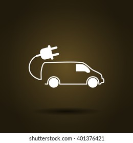 Flat paper cut style icon of an eco car. Vector illustration