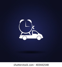 Flat paper cut style icon of vehicle. Delivery car symbol vector illustration