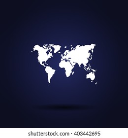 Flat paper cut style icon of World Map. Vector illustration