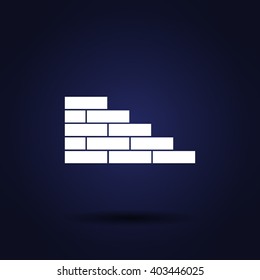 Flat paper cut style icon of brickwork fragment. Vector illustration