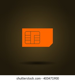 Flat paper cut style icon of a sim card. Vector illustration
