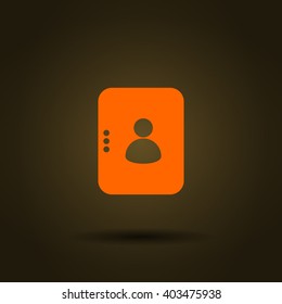 Flat paper cut style icon of an address book. Vector illustration