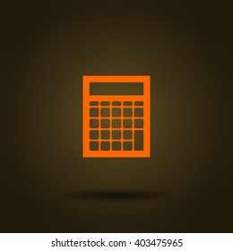 Flat paper cut style icon of calculator. Vector illustration