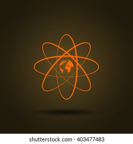 Flat paper cut style icon of science symbol