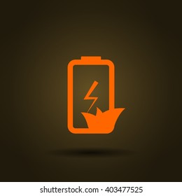 Flat paper cut style icon of eco friendly battery. Vector illustration