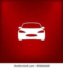 Flat paper cut style icon of a car. Vector illustration