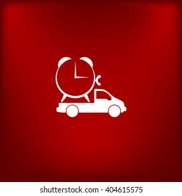 Flat paper cut style icon of vehicle. Delivery car symbol vector illustration