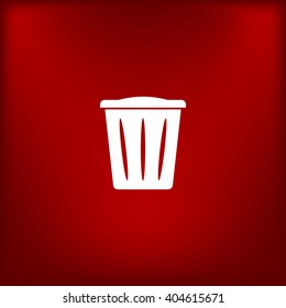 Flat paper cut style icon of trash can. Vector illustration