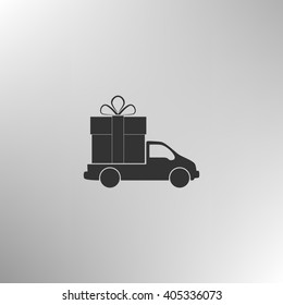 Flat paper cut style icon of vehicle. Delivery car symbol vector illustration