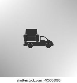 Flat paper cut style icon of vehicle. Delivery car symbol vector illustration