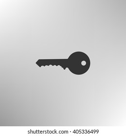 Flat paper cut style icon of an old key. Vector illustration