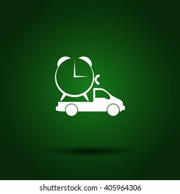 Flat paper cut style icon of vehicle. Delivery car symbol vector illustration