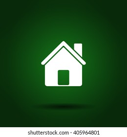 Flat paper cut style icon of house. Vector illustration