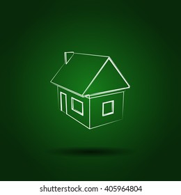 Flat paper cut style icon of house model vector illustration