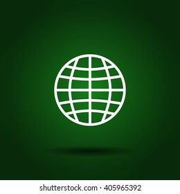 Flat paper cut style icon of globe. Vector illustration