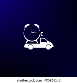 Flat paper cut style icon of vehicle. Delivery car symbol vector illustration