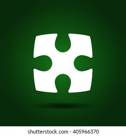 Flat paper cut style icon of puzzle part